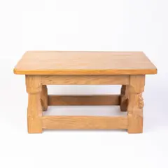 Workshop Of Robert 'Mouseman' Thompson (British, 1876-1955), Carved Solid Oak Foot Stool by Robert 'Mouseman' Thompson, sold Sep 2026
