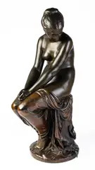 Bronze Statue by Auguste Joseph Peiffer, Auguste Joseph Peiffer (1832-1886) a bronze statue of a seated contemplative female nude, sold Sep 2026