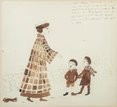 Aunt Mary Wanted To Try Out Her New Coat, Pen And Ink On Paper Illustration by Helen Bradley, Pen and ink on paper illustration, sold Sep 2026