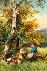 Picnic In The Woods, Oil On Board by David Bates, 1884, Oil on board, sold Sep 2026