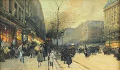 Parisian Street Scene, Gouache On Board by Eugène Galien-Laloue, Gouache on board, sold Sep 2026