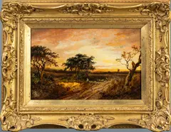 Landscape With Farmer Herding Sheep, Oil On Canvas by Joseph Thors, Oil on canvas, sold Sep 2026