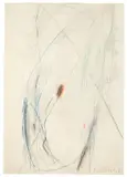 Kritzelzeichnung by Franz Erhard Walther, 1961, Beidseitige Zeichnung: eine Seite Gouache, Buntstift und Bleistift, andere Seite Farbkreide und Bleistift, auf Papier, sold Nov 2014