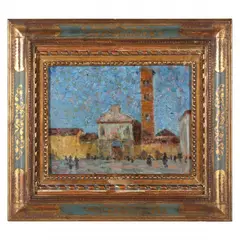 Continental Square with Bell Tower by Eugène Lawrence Vail, Oil on board, sold Dec 2021