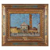 Continental Square with Bell Tower by Eugène Lawrence Vail, Oil on board, sold Dec 2021