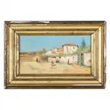 Paisaje de Pueblo (Village Landscape) by José Ruiz Blasco, Oil on panel, sold Dec 2021