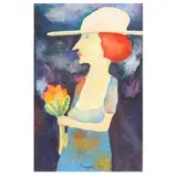 Woman with Flowers by Walter Piepke, Watercolor on paper, sold Nov 2021