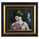 Angel with Flowers by Louis St. Lewis, Mixed media on glass panel, sold Nov 2021