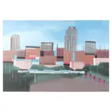 Downtown Raleigh Skyline by Bob Rankin, Acrylic on canvas, sold Nov 2021
