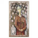 Rebekah in Red and Green by Shawn Ireland, Oil on reclaimed canvas, sold Nov 2021