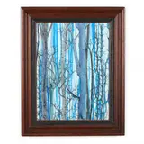 Blue Trees by Ralph E. Calhoun, Mixed media with collage elements on board, sold Nov 2021