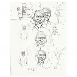 Sketch of a Man with Cigarette and Bottle Tree by High Priest, Ink on paper, sold Nov 2021