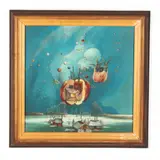 Surrealist Landscape by Milić od Mačve, Oil on panel, sold Nov 2021