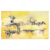 Islands on Yellow & Gold by Edmund E. Niemann, Oil on Masonite, sold Nov 2021