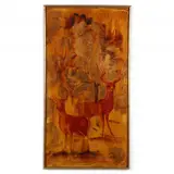 Two Stags in a Landscape by Margaret Fleming Waldron, Acrylic on canvas, sold Nov 2021