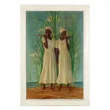 Two Women with Sugar Cane by Abram Poole, Oil on canvas, sold Nov 2021