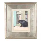 Black Cat Cleaning by Jessie Mackay, Oil on canvas, sold Nov 2021