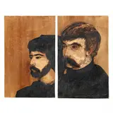 Portrait Diptych by Stephen White, Oil on panels, sold Nov 2021