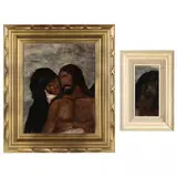 La Pietà and Ecce Homo (two works) by Stephen White, The first an oil on paper laid on panel, sold Nov 2021