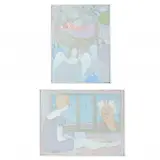 Two Original Paintings by Winona Crawford, Acrylic on canvas with acrylic matte varnish, sold Nov 2021