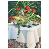 Tea Party Still Life with Geraniums by Vonnie Whitworth, Watercolor on paper, sold Nov 2021