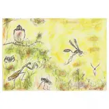 Dooryard Wildlife by Glen Rounds, Mixed media on paper, sold Nov 2021
