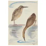 Two Birds by Glen Rounds, Watercolor and ink on paper, sold Nov 2021