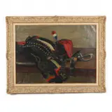 Still Life with Napoleonic Military Uniform by Constant Le Breton, Oil on canvas, sold Nov 2021
