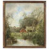 Farmer's Retreat (and book) by Joseph Jefferson, Oil on canvas (lined), sold Nov 2021