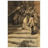 Illustration of Knights in a Vestibule by Maurice L. Bower, Black and white conte crayon on toned paper, sold Nov 2021