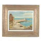 The Pier Newquay, Wales by J. Barrie Robinson, 1927, Oil on board, sold Oct 2021