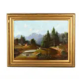Alpine Landscape with Figure by Erich Bogdanffy Pauly, Oil on canvas, sold Oct 2021