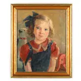 Portrait of a Young Girl by Florence Robie Reed Holway, Oil on canvas, sold Oct 2021