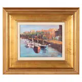 Harbor Scene by Mary Hardman, Oil on canvas, sold Oct 2021