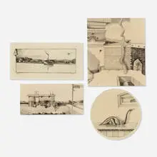 Four works by Robert Rasely, graphite on paper, sold Aug 2024
