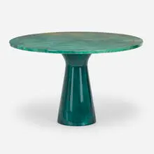 Dining table by Aldo Tura, c. 1975, lacquered goatskin over wood, sold Jun 2022