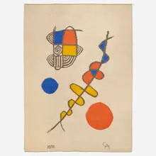 Tapestry by Alexander Calder, 1974, hand-woven mohair, sold Jun 2022