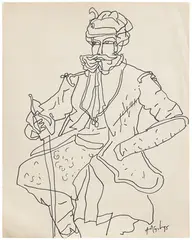 Untitled by K. M. Adimoolam, Marker on paper, sold Feb 2025