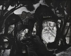 Temple Light at Night by Manu Parekh, Acrylic on canvas, sold Feb 2025