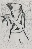 Untitled by Krishen Khanna, Charcoal on canvas, sold Feb 2025
