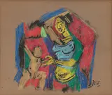 Untitled by M. F. Husain, Ink and pastel on paper, sold Dec 2024
