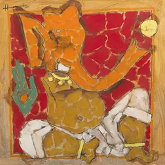 Untitled by M. F. Husain, Acrylic on canvas, sold Dec 2025