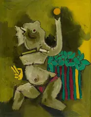 Untitled by M. F. Husain, Oil on canvas, sold Dec 2025