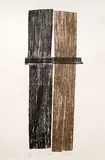 Couple by Zarina, Relief print from collaged wood on handmade paper, sold Dec 2025