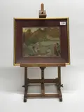 Untitled by Grégoire Michonze, oil behind glass 'Village Scene' frame size 37 x 32cm, sold Jun 2022