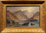 Mountain Lake by W. Clark, oil on canvas, sold Nov 2025