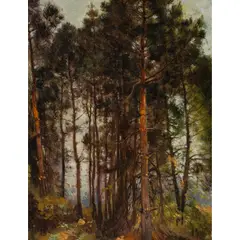Pine Grove by Mathias Alten, 1917, oil on canvas affixed to board, sold Dec 2025