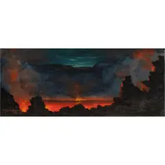 Kilauea Caldera (Hawaiian Islands) by Jules Tavernier, 1887, oil on canvas board, sold Dec 2025