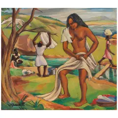 Untitled (Women Washing) by José Vela Zanetti, 1942, oil on board, sold Dec 2025