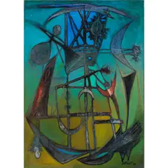 Night Insect Conversation by Dorr Bothwell, 1949, mixed media on canvas, sold Dec 2025